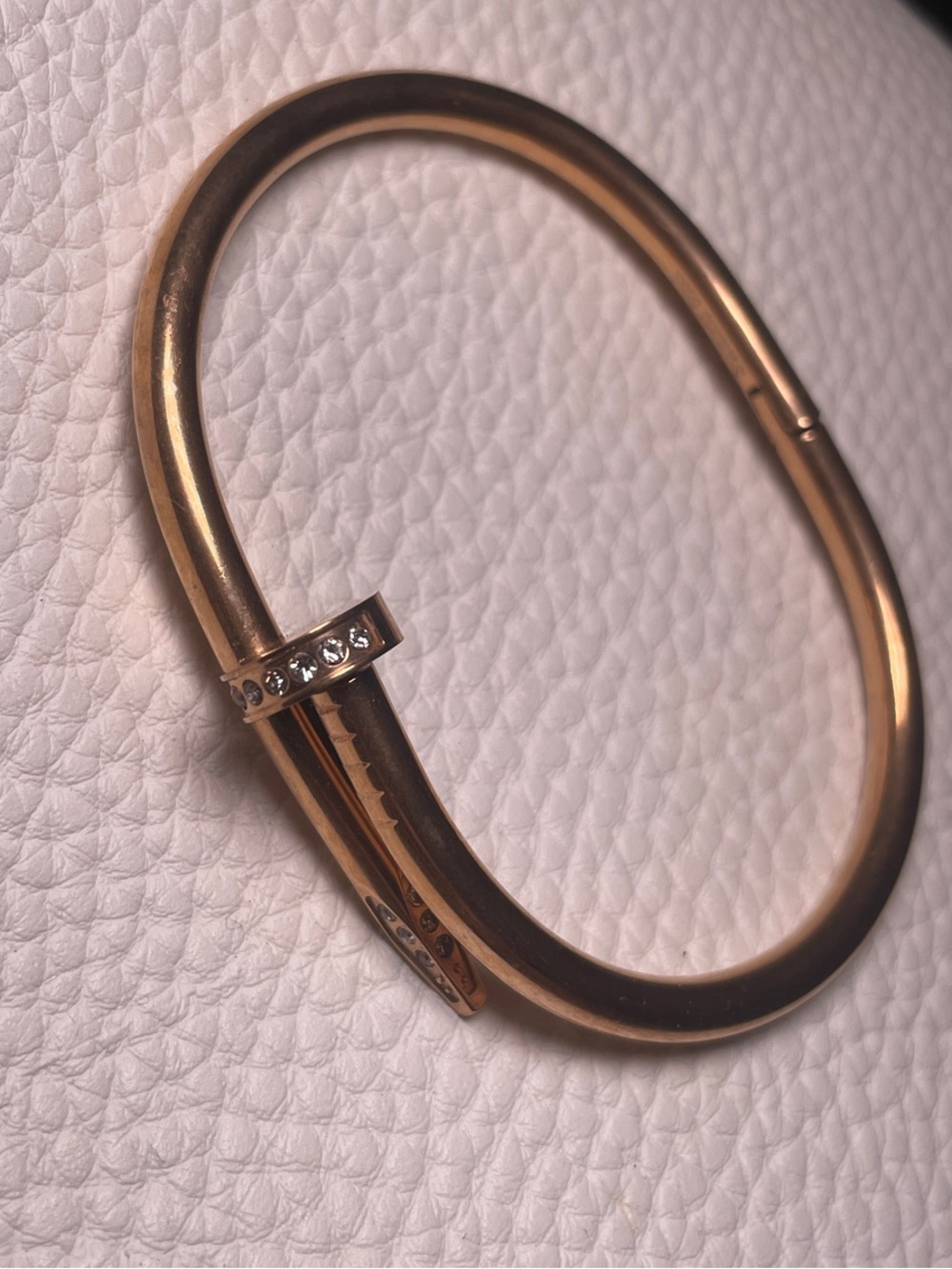 Gold-Tone Crystal Accent Nail-Style Bangle Bracelet